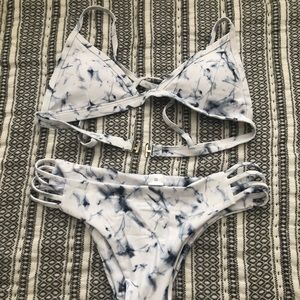 Marble tye-dye bathing suit